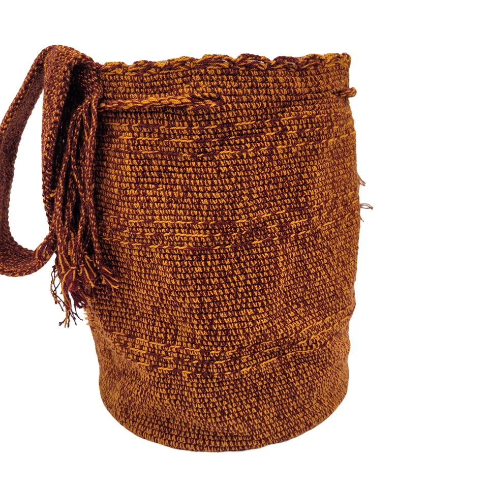 Bolso Boho Cubo Tribu Wayuu Grande Colombiano Hecho a Mano 2 COLORES 🇨🇴 Foto 4 de 4