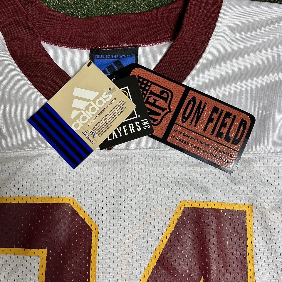 Camiseta de fútbol americano vintage de los Washington Redskins ADIDAS auténtica de la NFL nueva campeona Foto 4 de 4