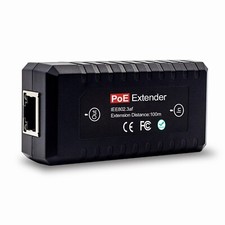 Poe Ethernet Extender 1 Port PoE Repeater 10/100Mbps, IEEE802.3af for IP Camera