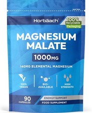 Magnesium Malate Capsules 1000Mg | High Strength Magnesium Supplement | 90 Vegan 0.17 per thousand milligrams