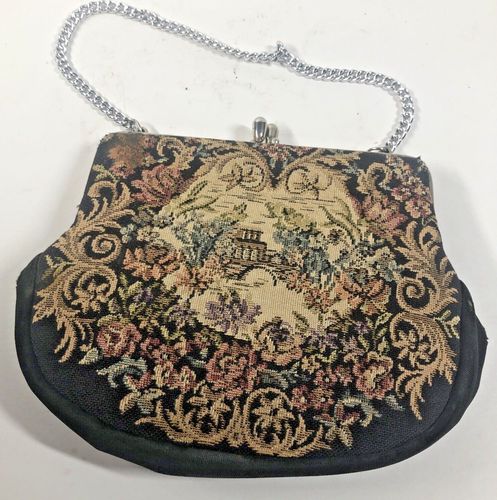 Vintage Verdi Petit Point Purse Scenic Floral Bag Handbag Beautiful. - Picture 9 of 13