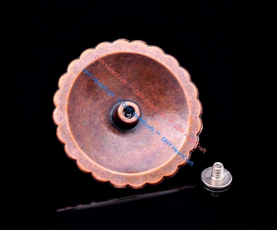 10X Western Tow-tone Copper Flower Rope Side Leathercraft Saddle Conchos 1-1/4" - Image 4 of 4