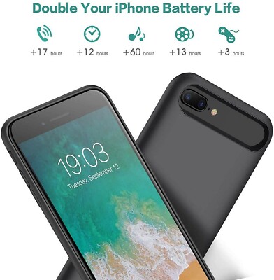 AU QTshine Smart Battery Case Iphone 6P/6SP/7P/8P 8500mAh Black 360  LED