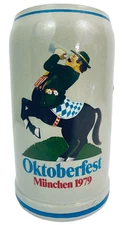 1979 Oktoberfest Beer Stein 1L Munich Centaur Jahreskruge Fritz Wagner Rastal