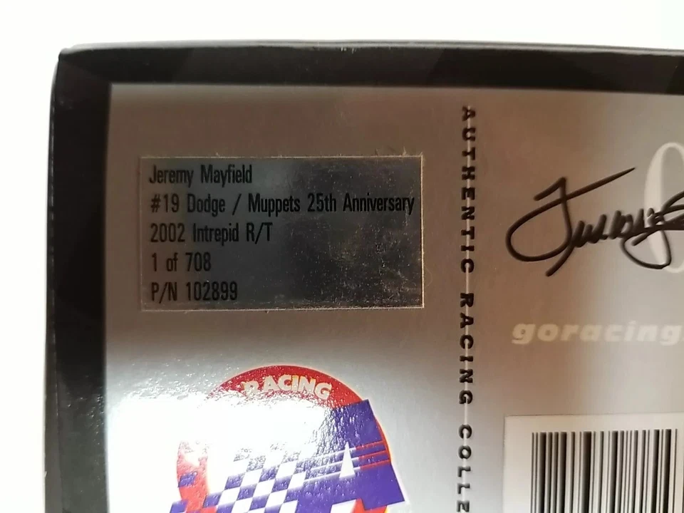 Jeremy Mayfield 19 2002 Dodge Intrepid RT Muppets 25th Anni. Bank 1 Of 708 NIB  - Image 4 of 4