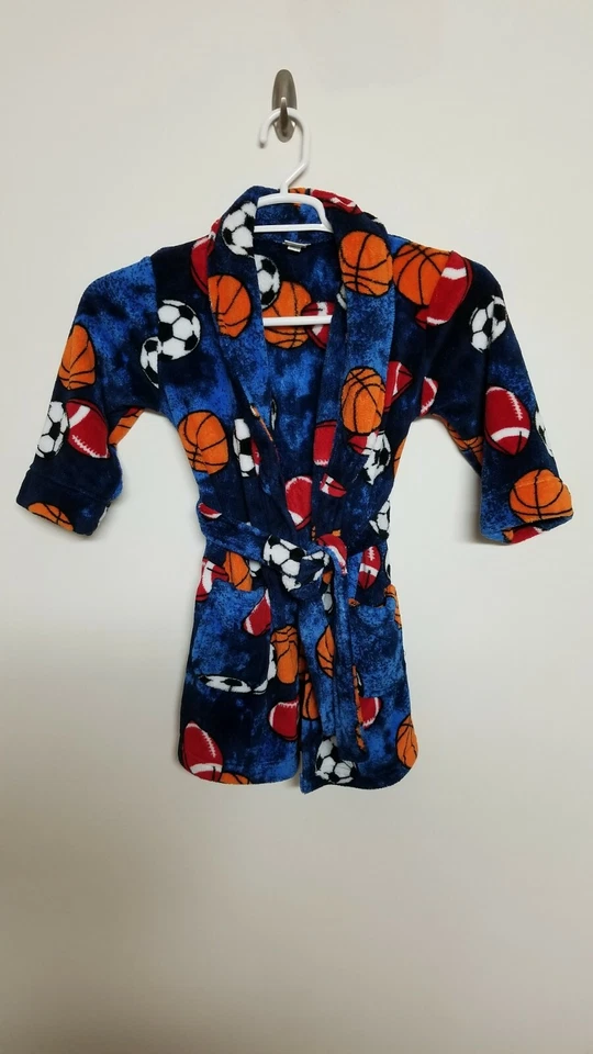 Bata Cherokee para niños talla XS azul franela manga larga lazo cintura Foto 2 de 4