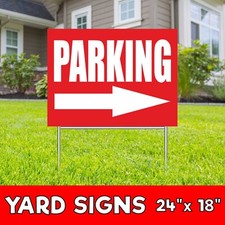 PARKING Yard Sign Corrugate Plastic with H-Stakes Driver Bike Motorcycle Auto