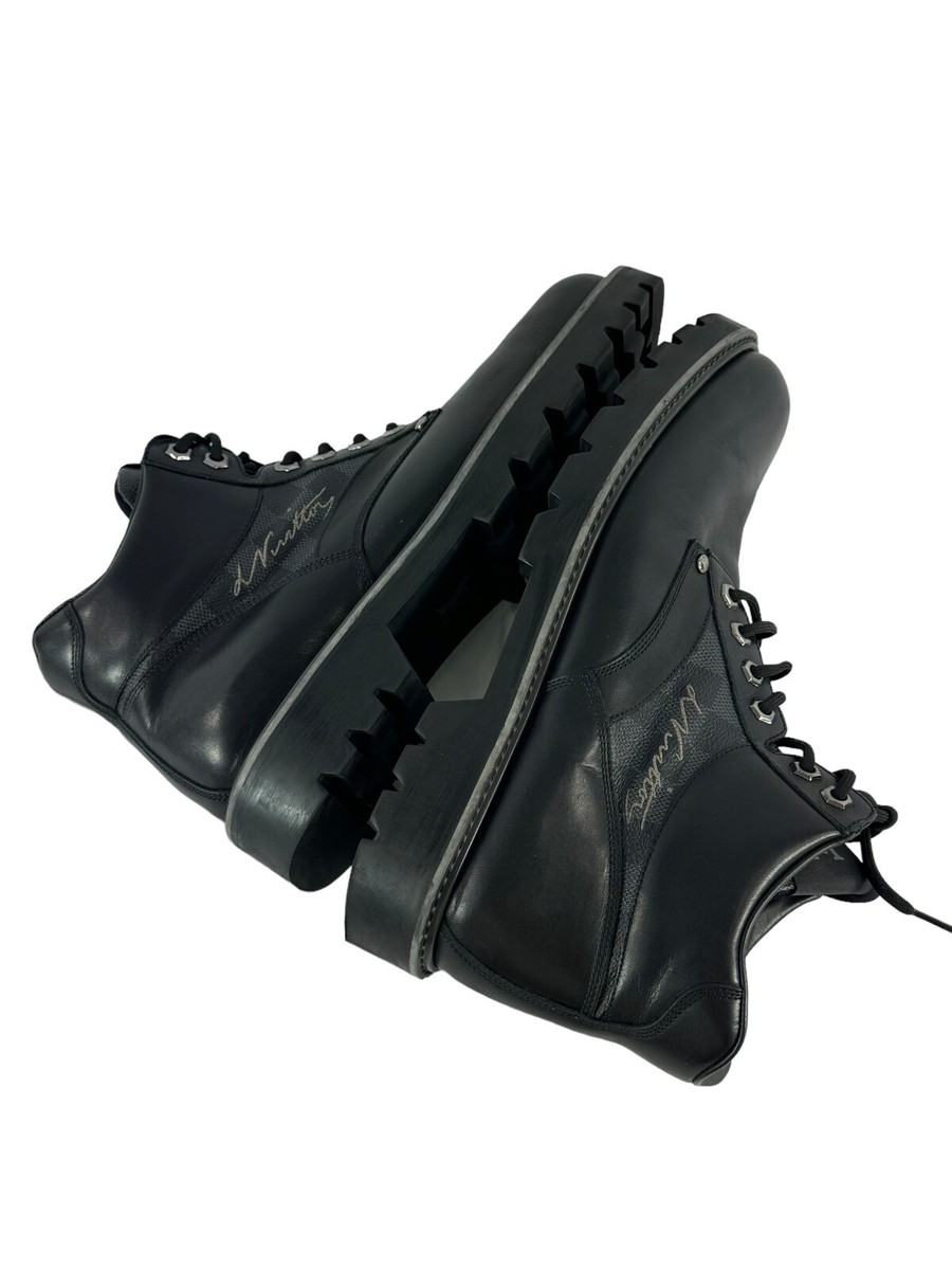 LOUIS VUITTON Black Leather Oberkampf Damier Ebene Men