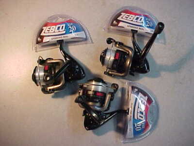 3 THREE  NEW Zebco ZSE Spinning FISHING Reels ALL Size 20 FOR ROD with line ice