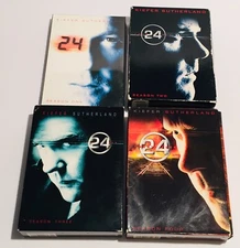 "24"TWENTY-FOUR Seasons 1-4 Complete DVD Set-Seasons 1 2 3 & 4-TV Show Espionage