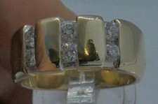 14KT YELLOW GOLD MEN'S WEDDING BAND SIZE 10 14.5 GR W 6 ROUND DIAMONDS 0.75 PTS