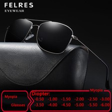 Men Metal Oval Myopia Nearsighted Glasses Double Bridge Driving Sunglasses