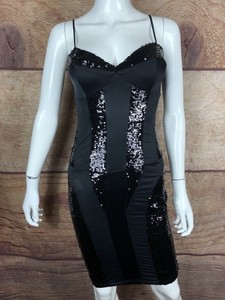 Marciano-Black-Sequin-Dress-Bodycon-Women-Size-XS-a88