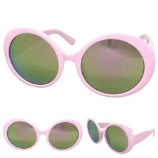 Exaggerated Classic Funky Vintage Retro Style SUN GLASSES Large Round Pink Frame