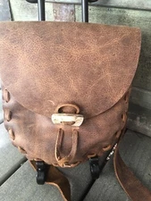 Handcrafted brown Leather Bag,  muzzleloading hunting  possible bag,black powder