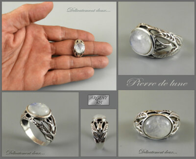 Bague En Argent 925 Avec Pierre De Lune - Taille 59 - Neuf Avec étiquettes - Délicatement Doux