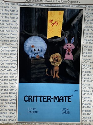 Vintage Critter Mate Stuffed Plush Lamb Lion Rabbit Sewing Patterns 14 to 19''