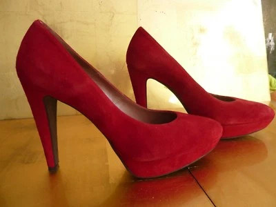PEDRO MIRALLES, PUMPS, ROT, WILDLEDER, ABSATZ 12 cm, Plateau 2,5 cm, Gr. 41 - Bild 1 von 4
