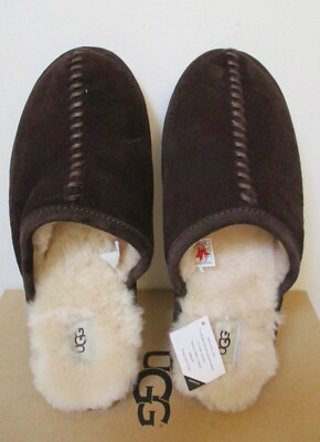 UGG Men's SCUFF DECO Slipper Scuffs Shoes 11US STOUT Brown Suede