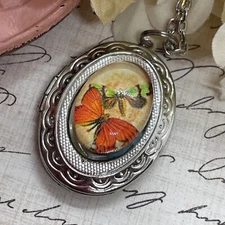Silver Dragonfly Butterfly Mother’s Day Locket Necklace Pendant Unique Wedding