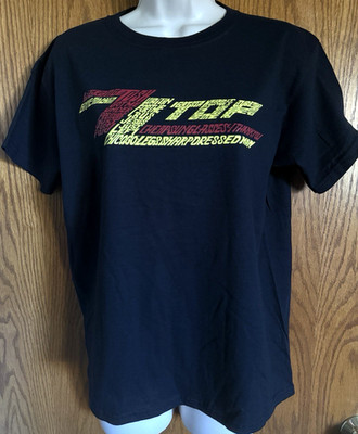 L.A. Pop Art ZZ Top Black T-Shirt Crew Neck 100% Cotton Junior's Size Large NWOT
