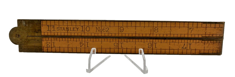 ANTIQUE STANLEY NO. 62 NEW BRITAIN CT FULL BRASS BOUND 4-FOLD RULE -MISSING PINS