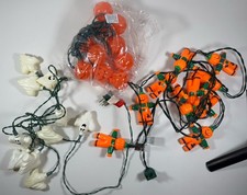 Vintage Halloween Jack O'Lantern Pumpkin Ghost Blow Mold String Lights 3 Sets