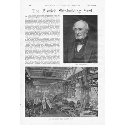 The Elswick Ship Building Yard Part I - 2x Antique Prints 1898