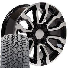 5909 Black 18x8.5 Rims 27565r18 At Tires Set Fits Chevy Gmc Cadillac