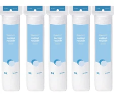 Amazon Basics Hypoallergenic 100% Cotton Rounds, 100ct Ea, 5 PACK = 500 Count