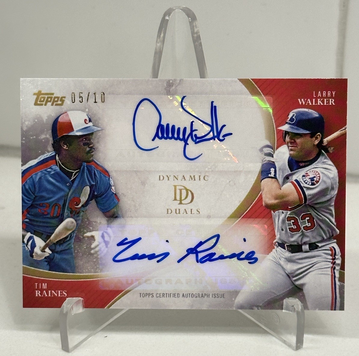 2023 Topps Dynamic Duals #6A Tim Raines / Larry Walker Autographs Red #/10