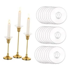  Glass Candle Drip Protectors for Candle Stick Holder Bobeches Flat-24pcs Clear