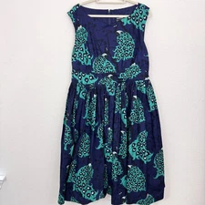 Modcloth X DuPenny Womens Sleeveless Fit Flare Dress Size 16 Peacock Green