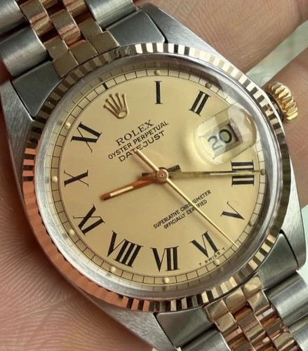 1976 Rolex Datejust 36mm Rose Gold Buckley Dial 1601 Automatic Vintage