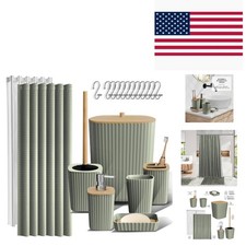 20-Piece Sage Green Bathroom Accessory Set - Including Shower Curtain  More