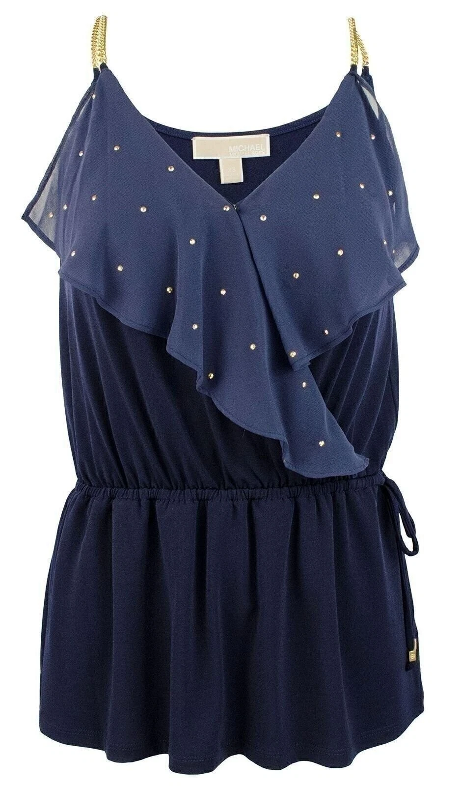 Michael Kors Women's Studded Chain Strap Wrap Top I X Small