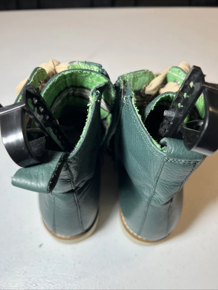 Botines Elena para mujer talla 38-7,5 cuero verde bosque con cordones hechos en Italia Foto 2 de 4