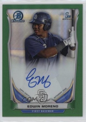 2014 Bowman Chrome Prospect Green Refractor 46/75 Edwin Moreno #BCAP-EM Auto 2f9