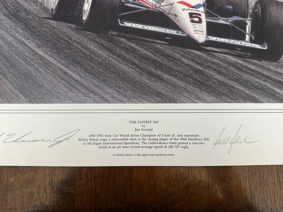 The Fastest 500 Jim Swintal Firmado #182/500 Edición Limitada Impresión Nuestro Rahal Foto 2 de 4