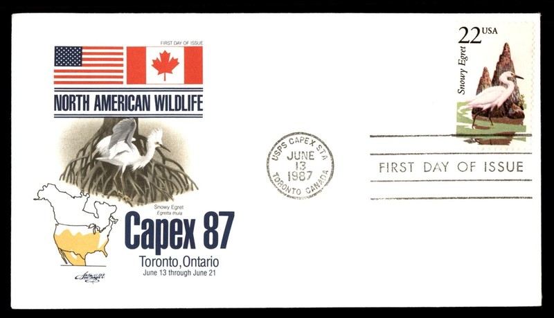 Mayfairstamps Canada FDC 1987 USA frank snowy egret bird artmaster First Day Cov