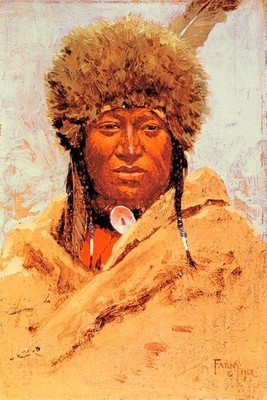 INDIAN HEAD CHIEF LITTLE BEAR 1908 NATIVE AMERICAN PAINTING BY HENRY FARNY REPRO