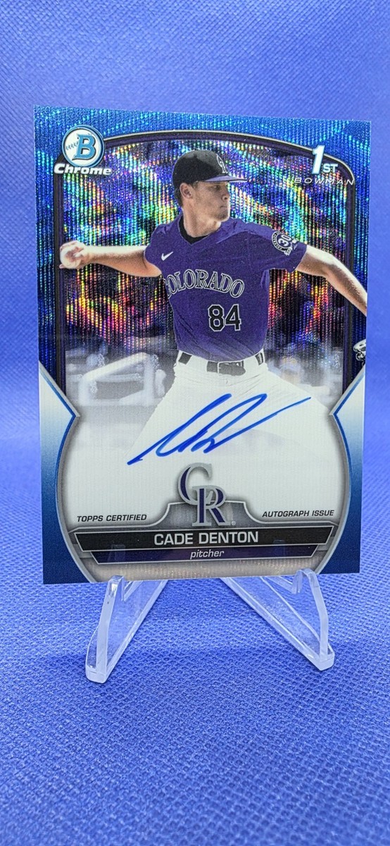 CADE DENTON 2023 Bowman Chrome Blue Refractor Rookie Auto 44/150 CADE DENTON 2023 Bowman Chrome Blue Refractor Rookie Auto 44/150