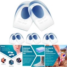 6 Pack Gel Heel Cups Relieve Achilles Tendonitis  Plantar Fasciitis Pain