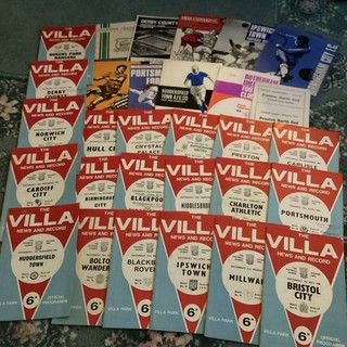 30 Aston Villa homes and away programmes from 1968/9