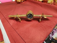 VINTAGE BRASS AEROPLANE CLOCK ORNAMENT.