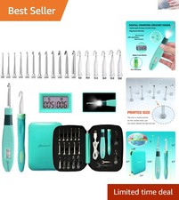 All-in-One Light-Up Crochet Hook Set with 18 Sizes and Digital Stitch Counter