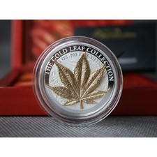 Tokelau 2017 3D Gold Leaf Collection Japanese Maple Leaf 1 oz Proof Silver Coin