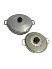 Vintage Silver Tone Cast Aluminum Pot Set With Lids 10  And 7  