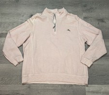 Tommy Bahama Tobago Bay Half Zip Sweatshirt Sweater Pale Pink Men  s Sz XL