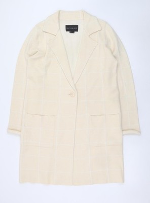 Centigrade Damen Beige Lang Kariert Coatigan M Klassisch Smart Freizeit